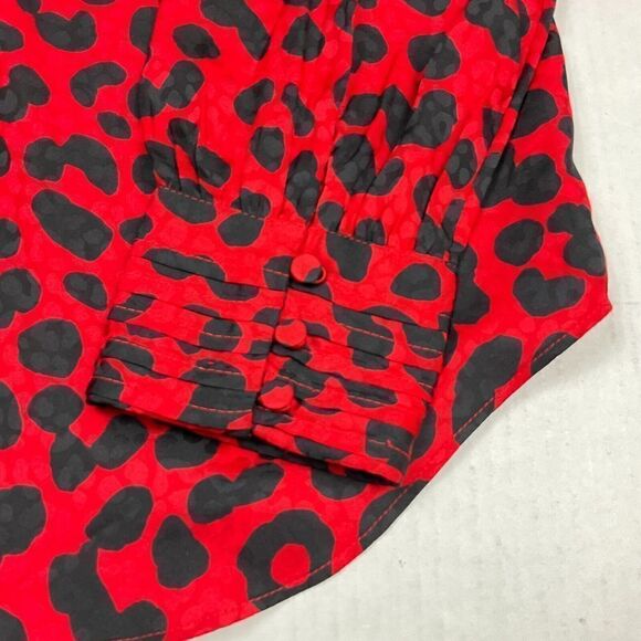 Ann Taylor Blouse Animal Print Long Sleeve Flowy Lightweight Top PS Petites - Picture 3 of 12